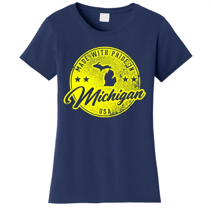 Made With Pride In Michigan USA Retro Women's T-Shirt