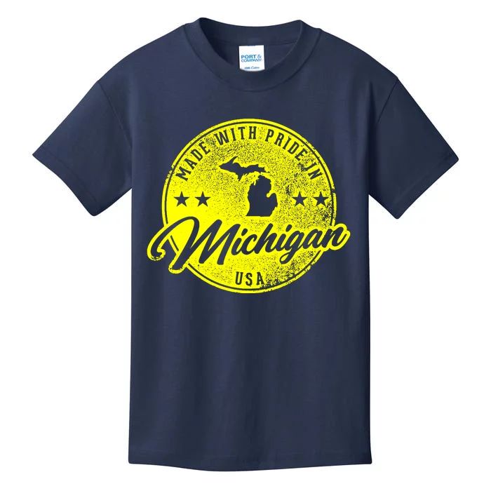 Made With Pride In Michigan USA Retro Kids T-Shirt