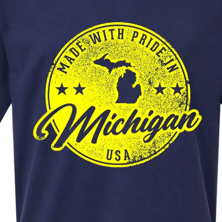 Made With Pride In Michigan USA Retro Sueded Cloud Jersey T-Shirt