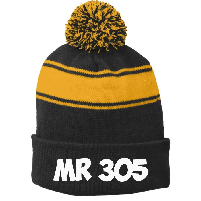 Mr Worldwide Pitbull 305 Stripe Pom Pom Beanie