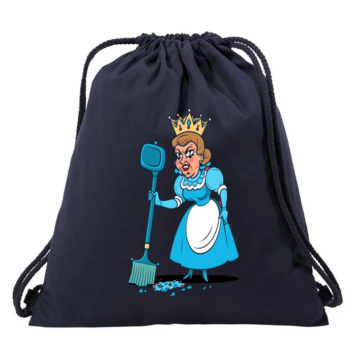 Mom Wearing Queens Crown Queen Of Household Mom Gift Drawstring Bag