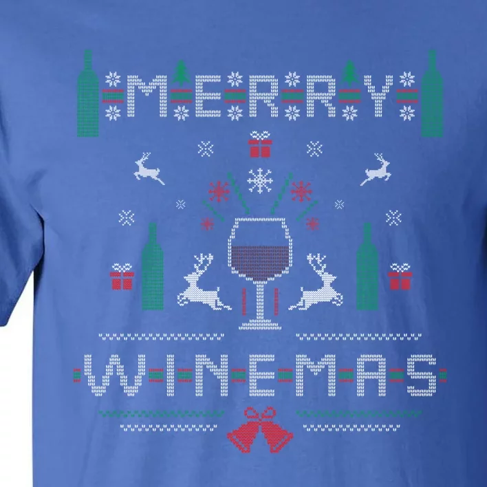 Merry Winemas Red Wine Ugly Christmas Sweater For Wine Lover Gift Tall T-Shirt