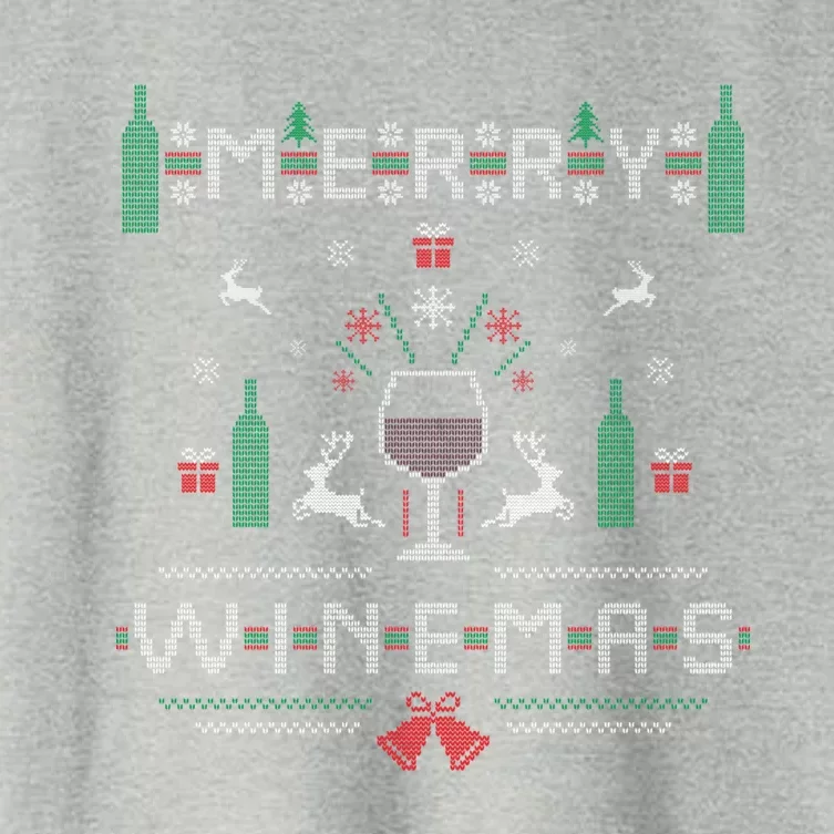 Merry Winemas Red Wine Ugly Christmas Sweater For Wine Lover Gift Women's Crop Top Tee