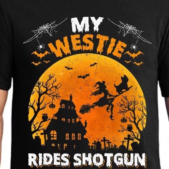 My Westie Ride Shotgun Funny Westie Dog Halloween Pajama Set