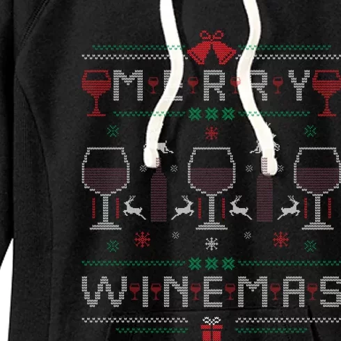 Merry Winemas Red Wine Ugly Christmas Sweater For Wine Lover Gift Women's Fleece Hoodie