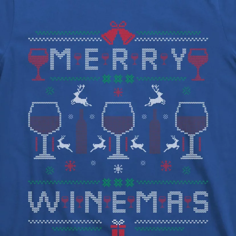 Merry Winemas Red Wine Ugly Christmas Sweater For Wine Lover Gift T-Shirt