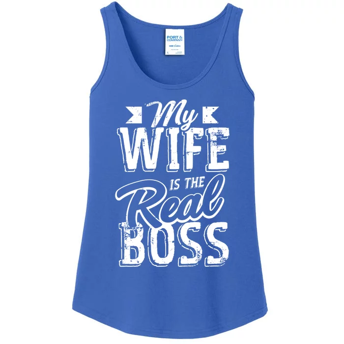 My Wife Real Boss Husband Wedding Anniversary Couple Gift Ladies Essential Tank