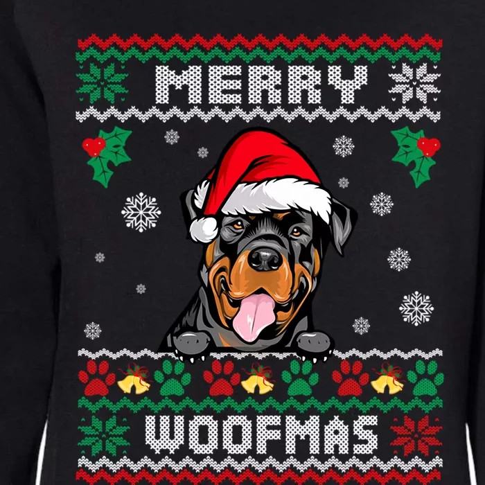 Merry Woofmas Rottweiler Dog Funny Ugly Christmas Sweater Gift Womens California Wash Sweatshirt