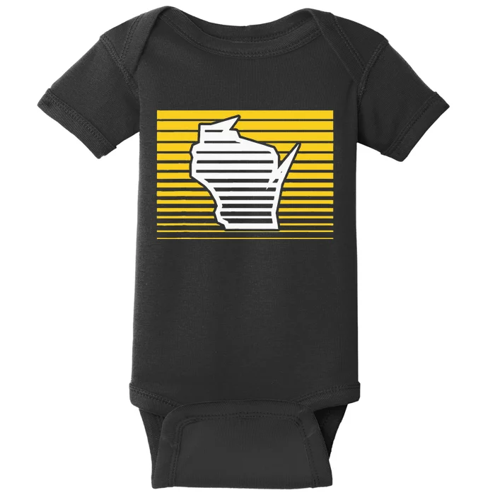 Milwaukee Wisconsin Retro Gradient Stripes Baby Bodysuit