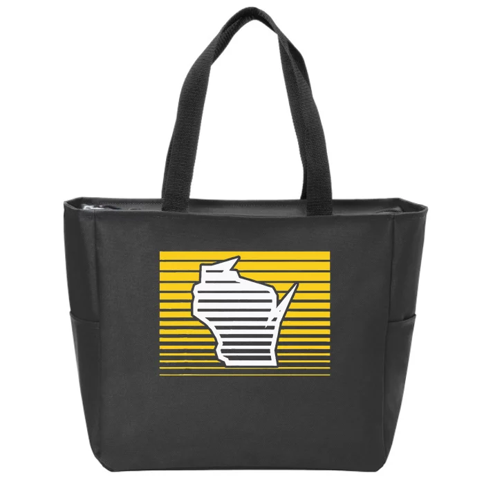 Milwaukee Wisconsin Retro Gradient Stripes Zip Tote Bag