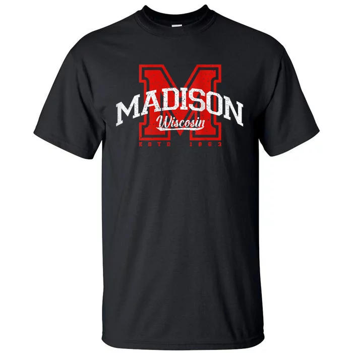 Madison Wisconsin Retro Athletic Sport Tall T-Shirt