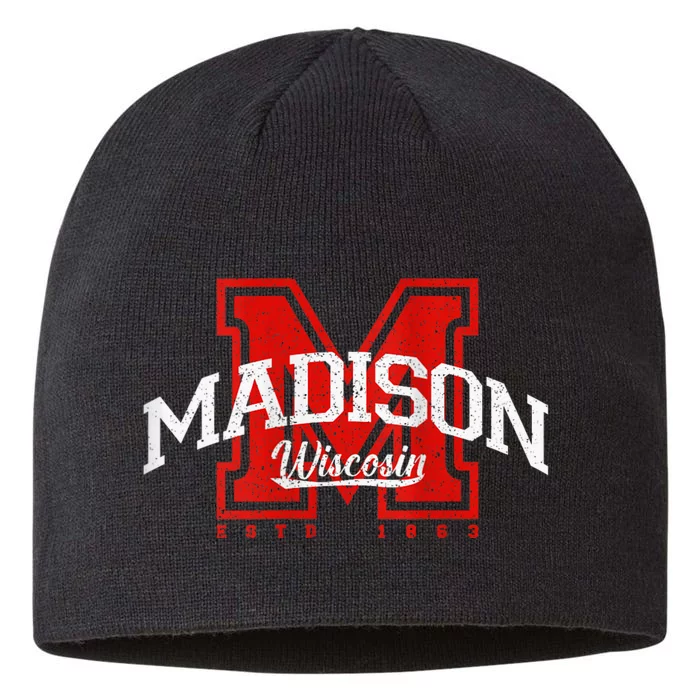 Madison Wisconsin Retro Athletic Sport 8 1/2in Sustainable Knit Beanie