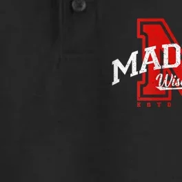 Madison Wisconsin Retro Athletic Sport Dry Zone Grid Performance Polo