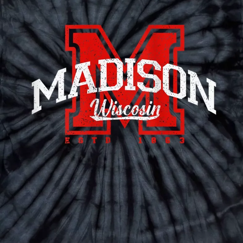 Madison Wisconsin Retro Athletic Sport Tie-Dye T-Shirt