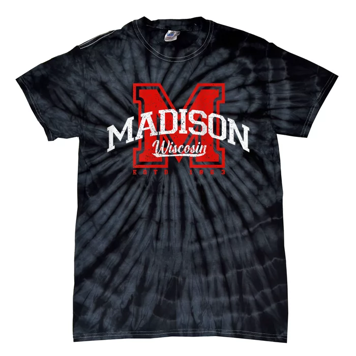 Madison Wisconsin Retro Athletic Sport Tie-Dye T-Shirt