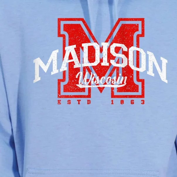 Madison Wisconsin Retro Athletic Sport Unisex Surf Hoodie