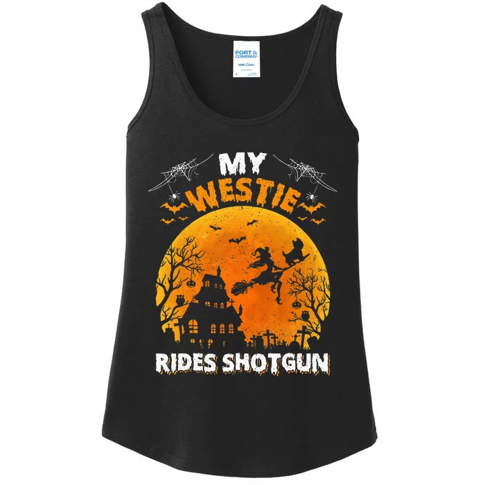 My Westie Ride Shotgun Funny Westie Dog Halloween Ladies Essential Tank