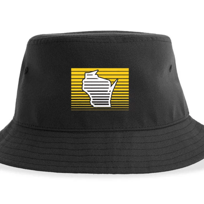 Milwaukee Wisconsin Retro Gradient Stripes Sustainable Bucket Hat