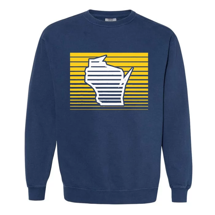 Milwaukee Wisconsin Retro Gradient Stripes Garment-Dyed Sweatshirt