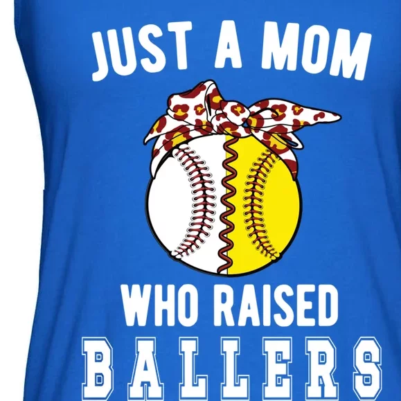 Mom Who Raised Ballers Softball Baseball Player Mama Meaningful Gift Ladies Essential Flowy Tank