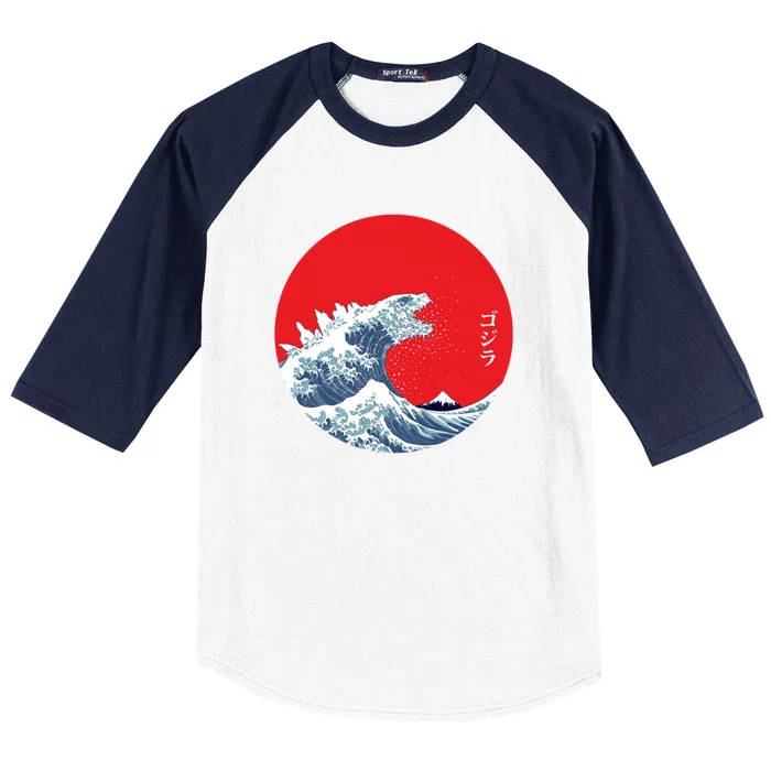 Monster Wave Retro Vintage Classic Japanese Art Baseball Sleeve Shirt