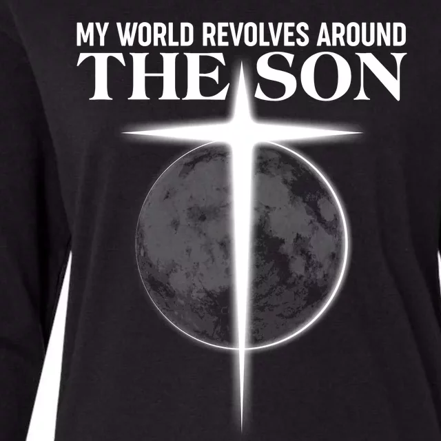 My World Revolves Around The Son Womens Cotton Relaxed Long Sleeve T-Shirt