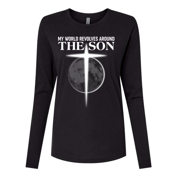 My World Revolves Around The Son Womens Cotton Relaxed Long Sleeve T-Shirt