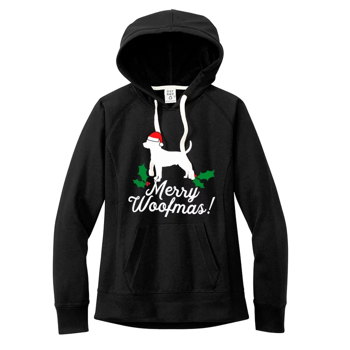 Merry Woofmas Rottweiler Christmas Dog Fun Gift Women's Fleece Hoodie