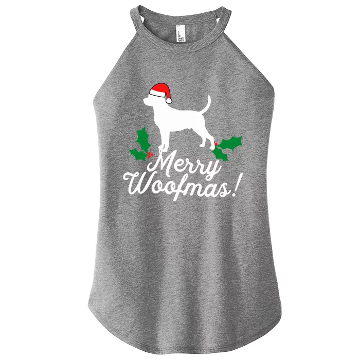 Merry Woofmas Rottweiler Christmas Dog Fun Gift Women’s Perfect Tri Rocker Tank