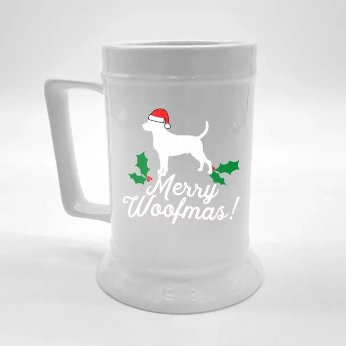 Merry Woofmas Rottweiler Christmas Dog Fun Gift Front & Back Beer Stein