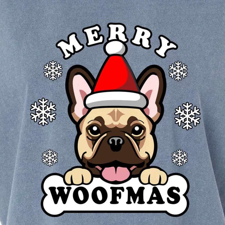 Merry Woofmas Santa French Bulldog Funny Christmas Dog Puns Gift Garment-Dyed Women's Muscle Tee