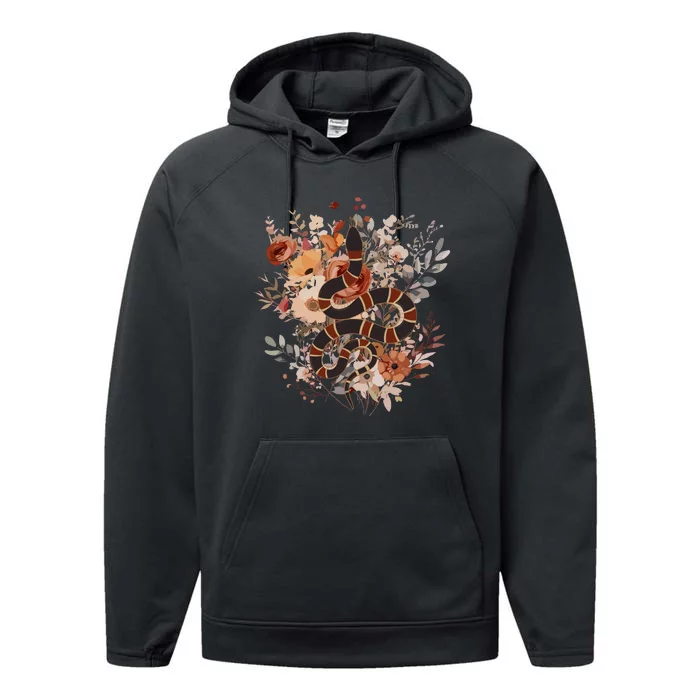 Mystical Wildflower Snake Performance Fleece Hoodie