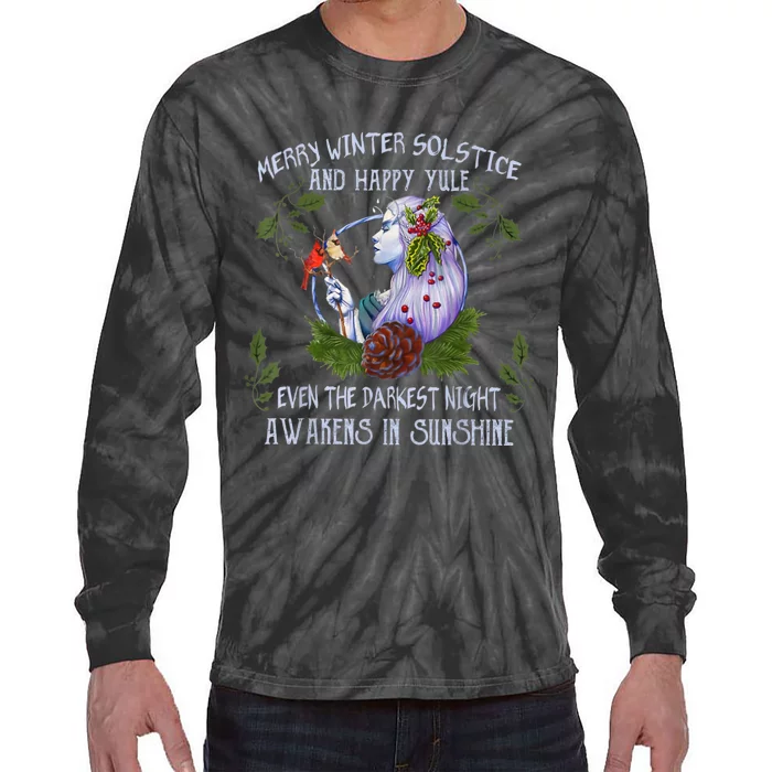 Merry Winter Solstice And Happy Yule Tie-Dye Long Sleeve Shirt