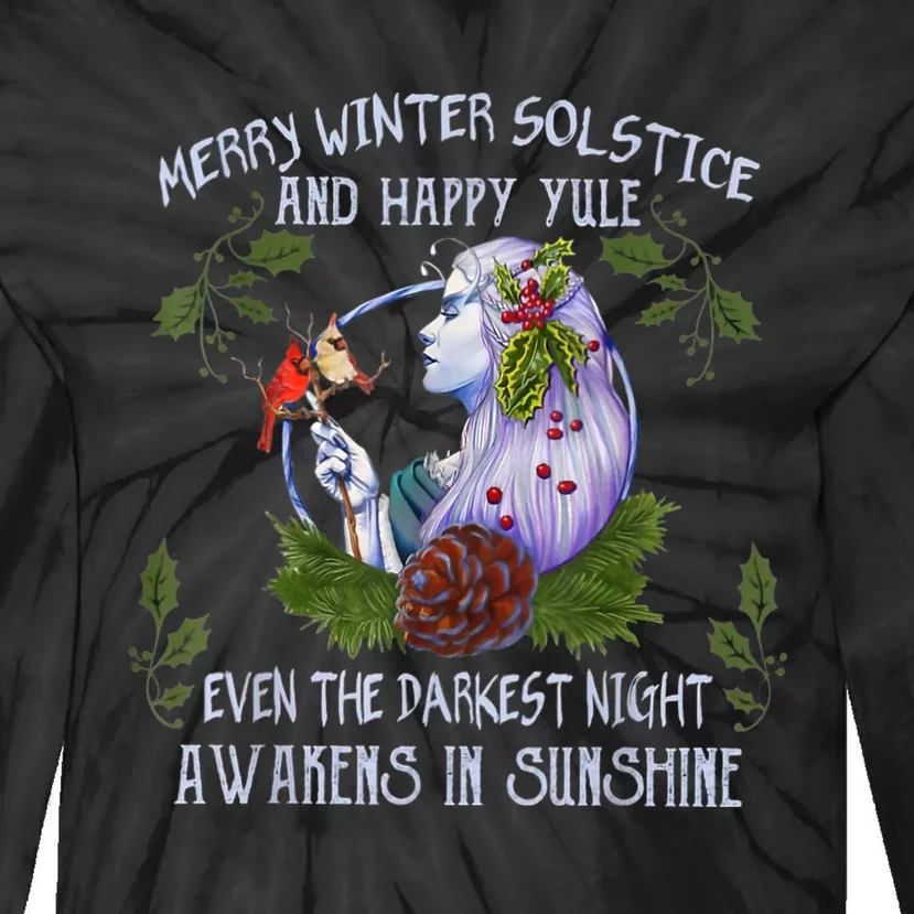 Merry Winter Solstice And Happy Yule Tie-Dye Long Sleeve Shirt