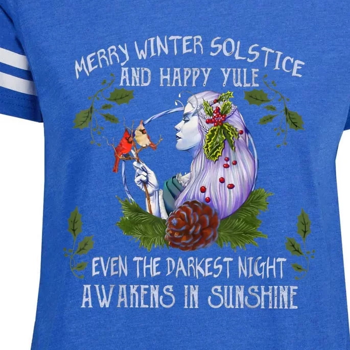 Merry Winter Solstice And Happy Yule Enza Ladies Jersey Football T-Shirt