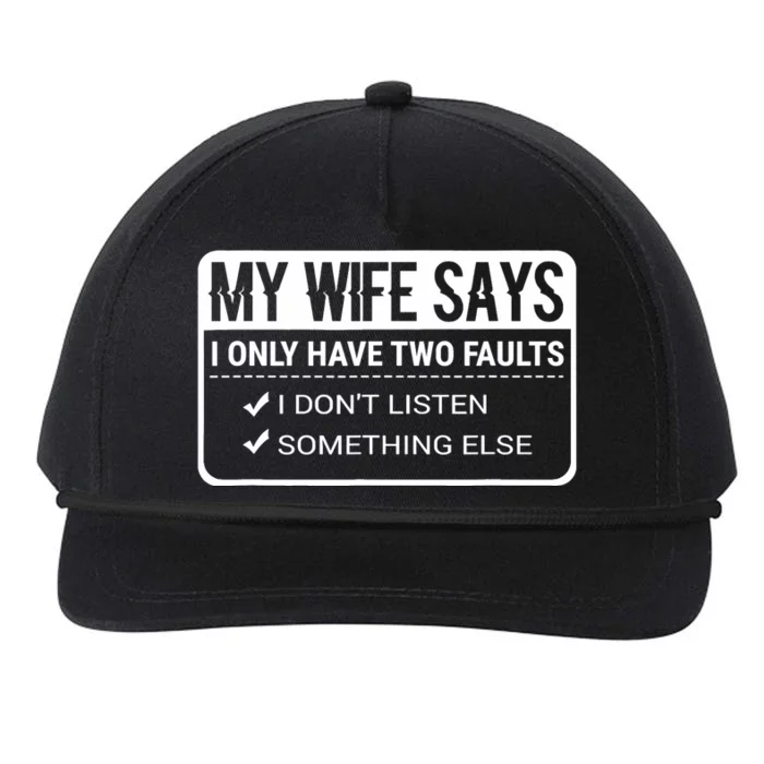 My Wife Says Funny Husband Married Life Marriage Wedding Snapback Five-Panel Rope Hat