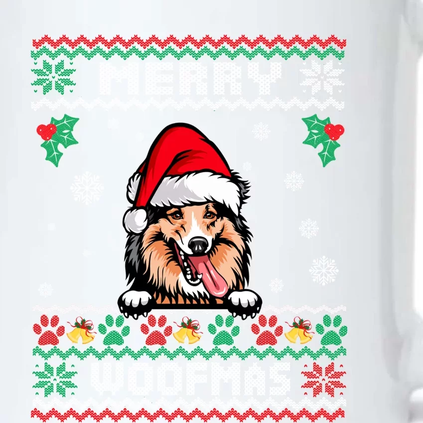 Merry Woofmas Shetland Sheepdog Dog Christmas Ugly Xmas Cute Gift Black Color Changing Mug