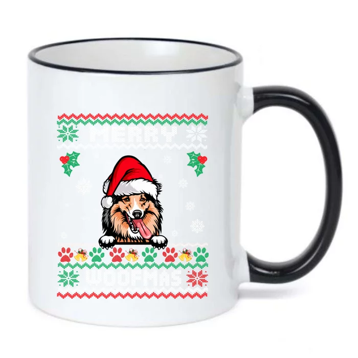 Merry Woofmas Shetland Sheepdog Dog Christmas Ugly Xmas Cute Gift Black Color Changing Mug