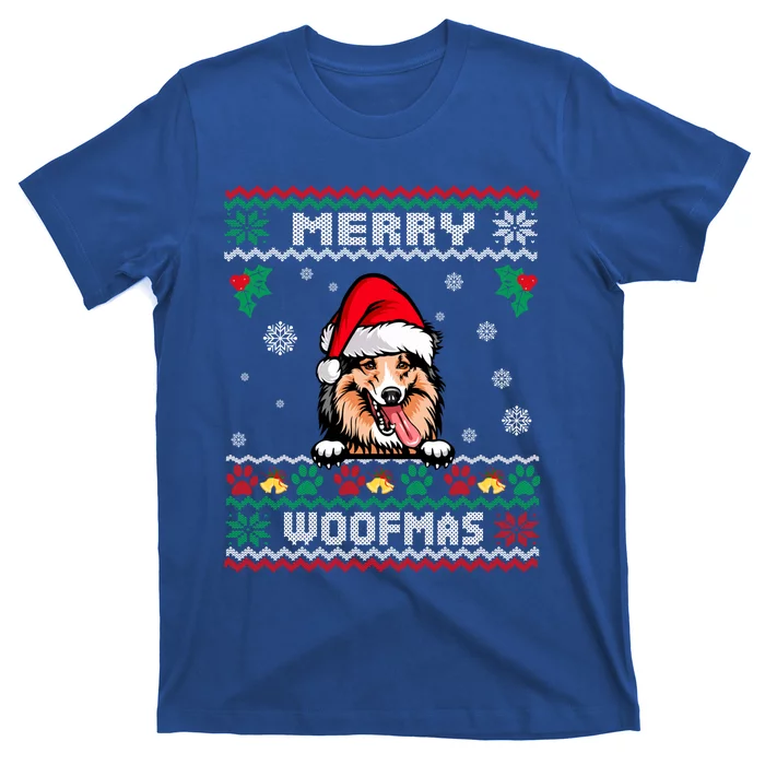 Merry Woofmas Shetland Sheepdog Dog Christmas Ugly Xmas Cute Gift T-Shirt