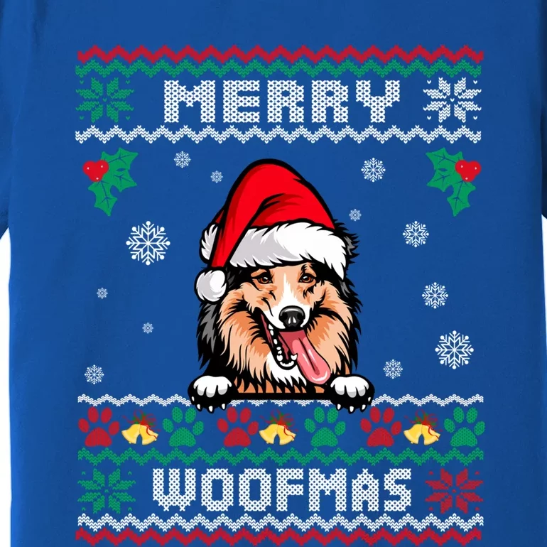 Merry Woofmas Shetland Sheepdog Dog Christmas Ugly Xmas Cute Gift Premium T-Shirt