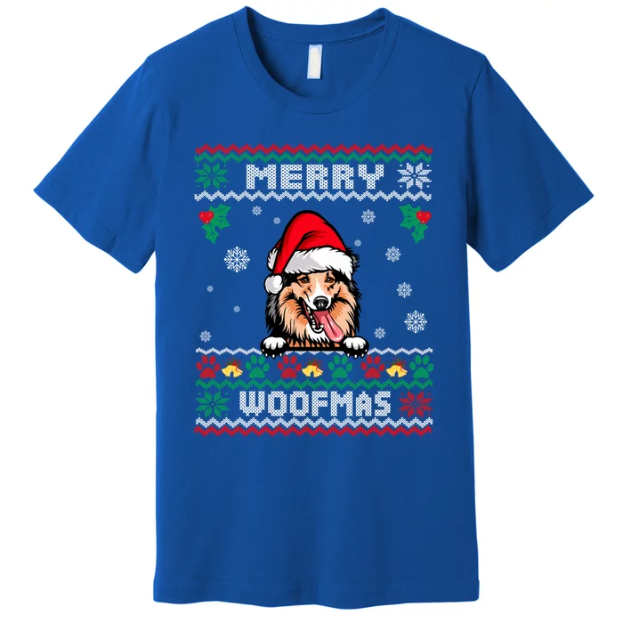 Merry Woofmas Shetland Sheepdog Dog Christmas Ugly Xmas Cute Gift Premium T-Shirt