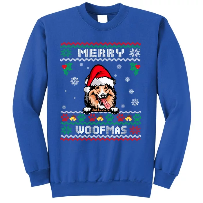 Merry Woofmas Shetland Sheepdog Dog Christmas Ugly Xmas Cute Gift Tall Sweatshirt