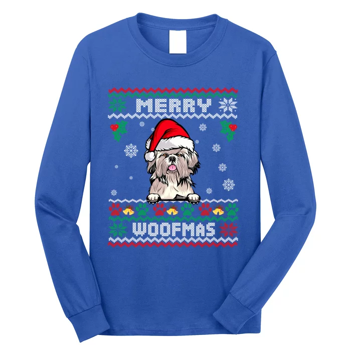 Merry Woofmas Shih Tzu Dog Funny Ugly Christmas Sweater Gift Long Sleeve Shirt