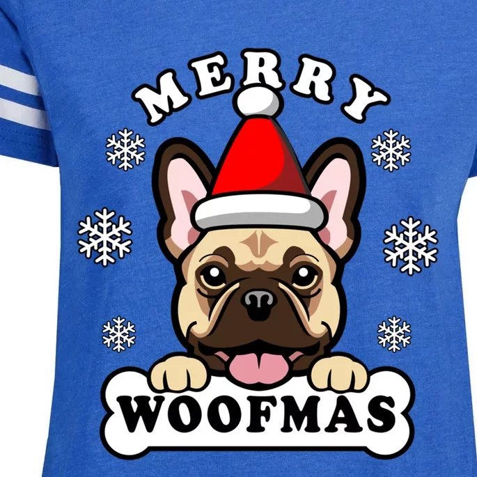 Merry Woofmas Santa French Bulldog Funny Christmas Dog Puns Funny Gift Enza Ladies Jersey Football T-Shirt