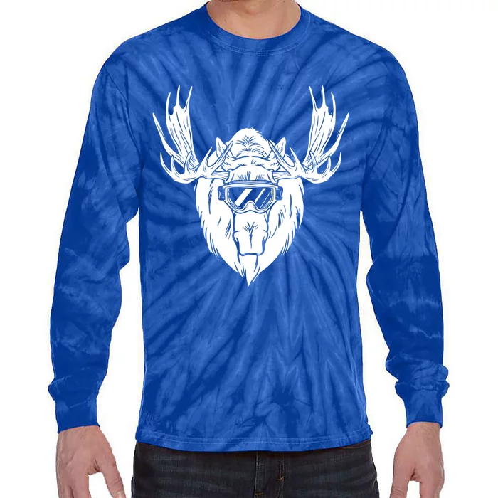 Moose With Ski Goggles Gift Tie-Dye Long Sleeve Shirt