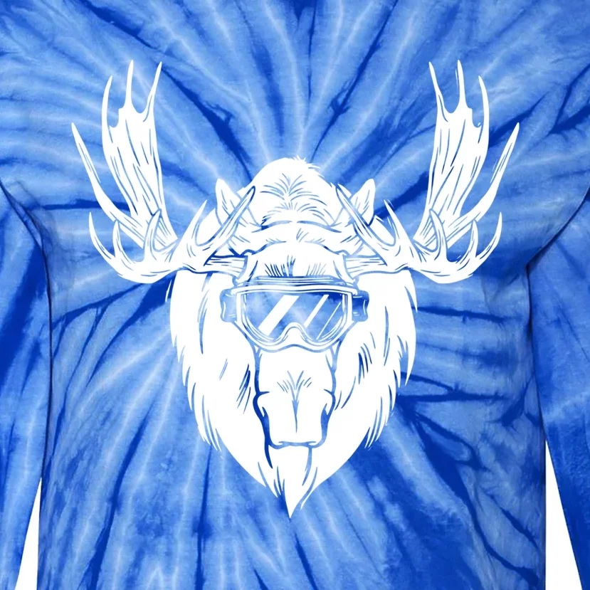 Moose With Ski Goggles Gift Tie-Dye Long Sleeve Shirt