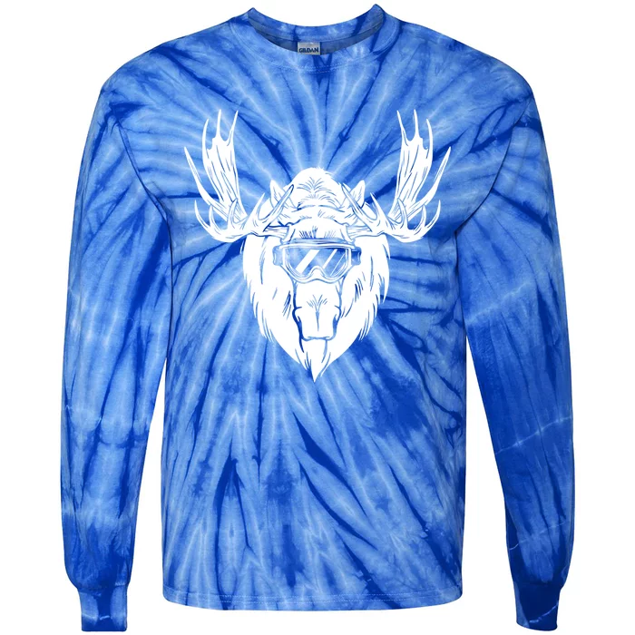 Moose With Ski Goggles Gift Tie-Dye Long Sleeve Shirt