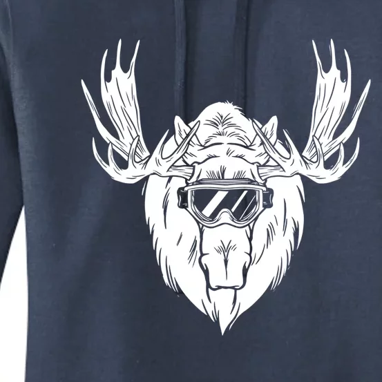 Moose With Ski Goggles Gift Women's Pullover Hoodie