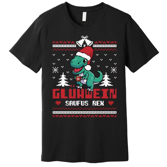 Mulled Wine Saufus Rex Ugly Christmas Dinosaur Premium T-Shirt