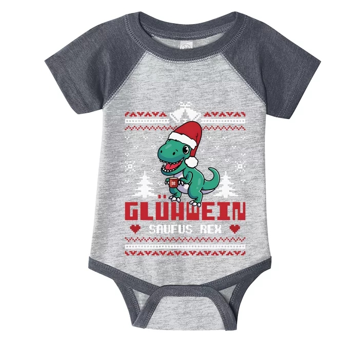 Mulled Wine Saufus Rex Ugly Christmas Dinosaur Infant Baby Jersey Bodysuit